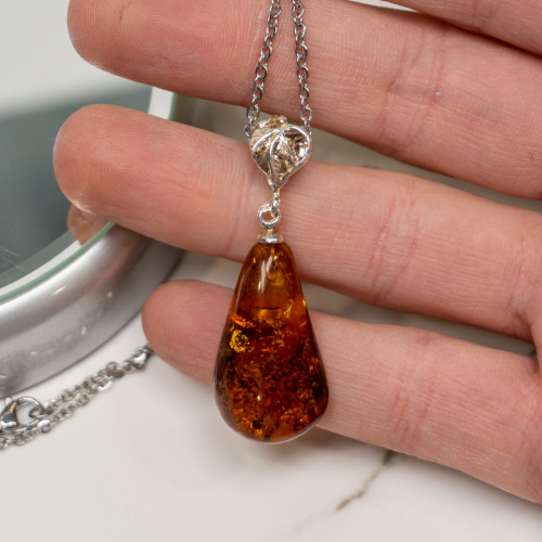 Amber Pendant Necklace #6