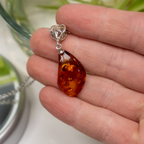 Amber Pendant Necklace #3