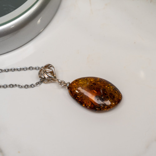 Amber Pendant Necklace #1