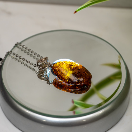 Amber Pendant Necklace #1