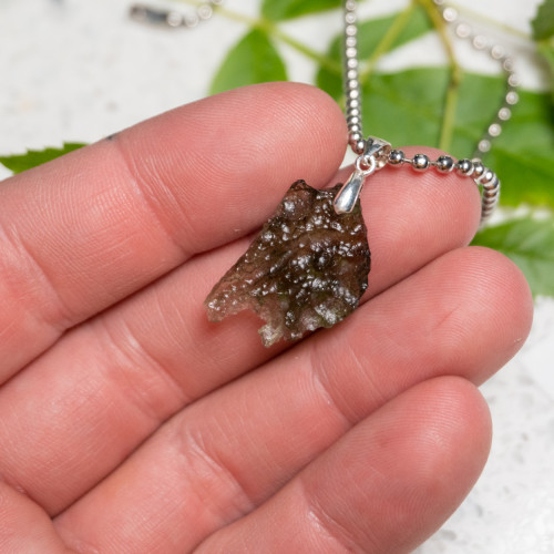 A+ Moldavite Necklace in Sterling Silver #9
