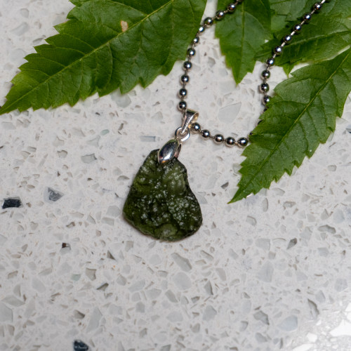 A+ Moldavite Necklace in Sterling Silver #8