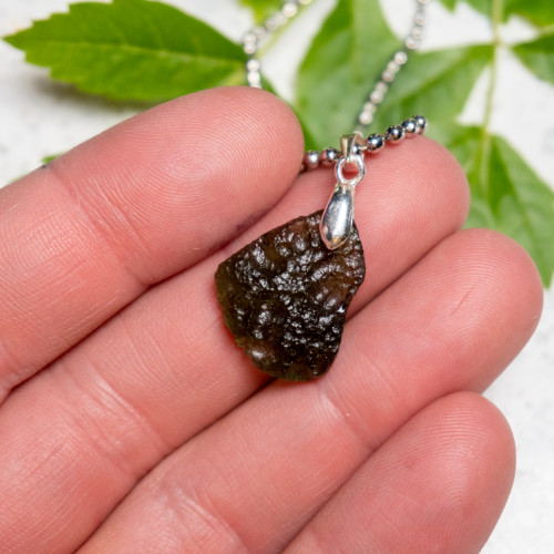 A+ Moldavite Necklace in Sterling Silver #8