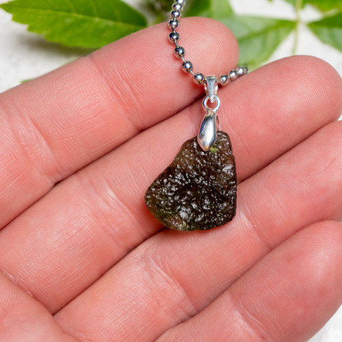 A+ Moldavite Necklace in Sterling Silver #8