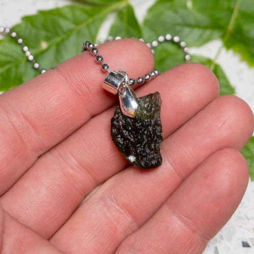 A+ Moldavite Necklace in Sterling Silver #7