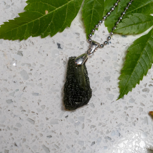 A+ Moldavite Necklace in Sterling Silver #6