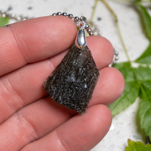 A+ Moldavite Necklace in Sterling Silver #5