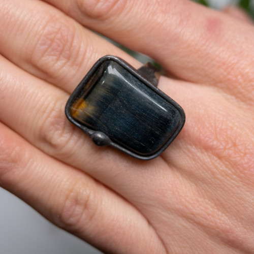 Blue Tiger Eye Ring #1