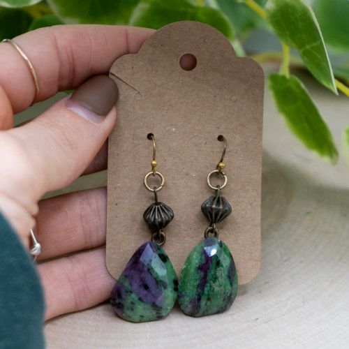 Ruby Zoisite Dangle Earring #1