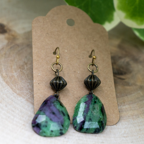 Ruby Zoisite Dangle Earring #1