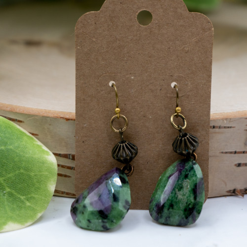 Ruby Zoisite Dangle Earring #1