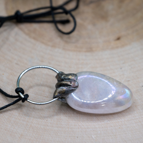 Aura Rose Quartz Silver Necklace #1