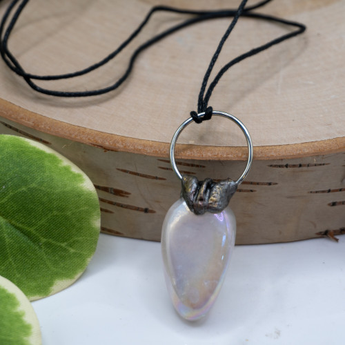 Aura Rose Quartz Silver Necklace #1