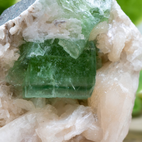 Green Apophyllite on Stilbite Self-Standing #1