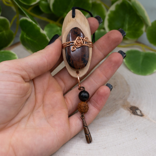 Mahogany Obsidian Wooden Charm