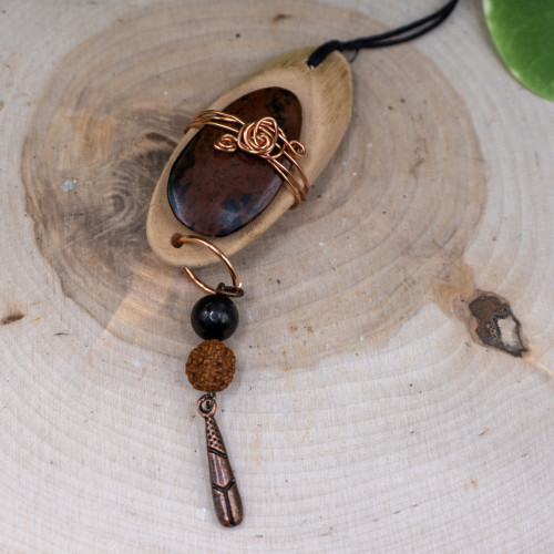 Mahogany Obsidian Wooden Charm