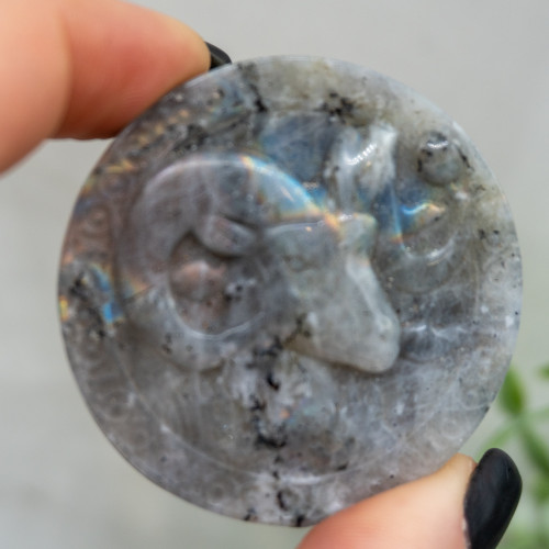 Aries Labradorite Zodiac Coin #3