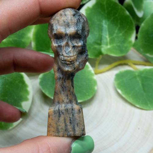 Jasper Skull-Hand Pillar Random