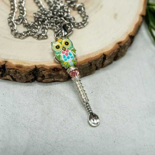 Pink Opalite Owl Meditation Spoon #3