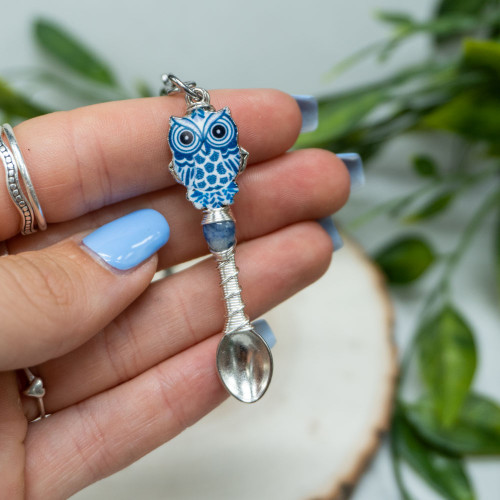 Blue Aventurine Owl Meditation Spoon #2