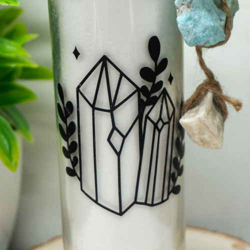 Meditation Candle with Blue Chalcedony, Amazonite, and Zebra Calcite