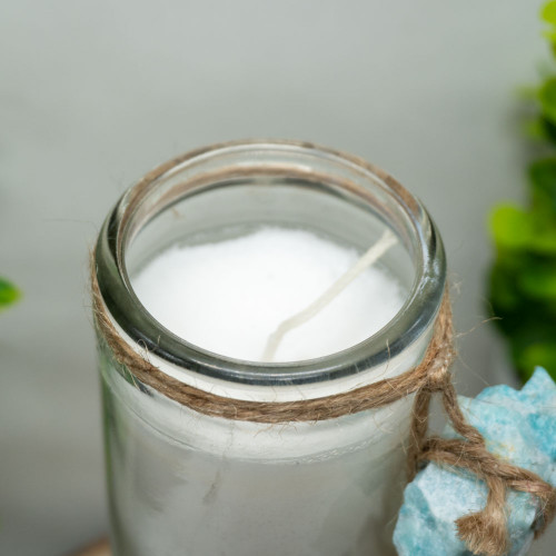 Meditation Candle with Amazonite, White Calcite, & Azurite