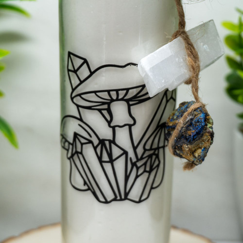 Meditation Candle with Amazonite, White Calcite, & Azurite