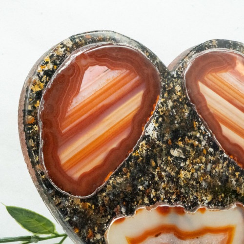 Botswana Agate Resin Heart with Stand #2