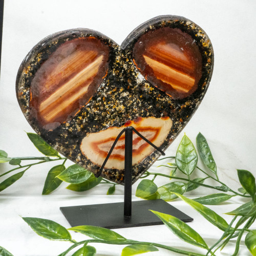 Botswana Agate Resin Heart with Stand #2