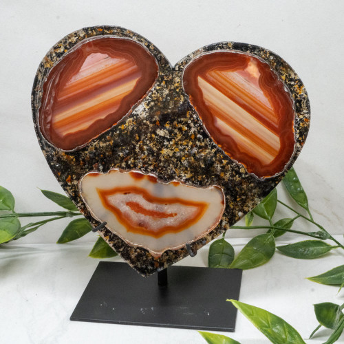 Botswana Agate Resin Heart with Stand #2