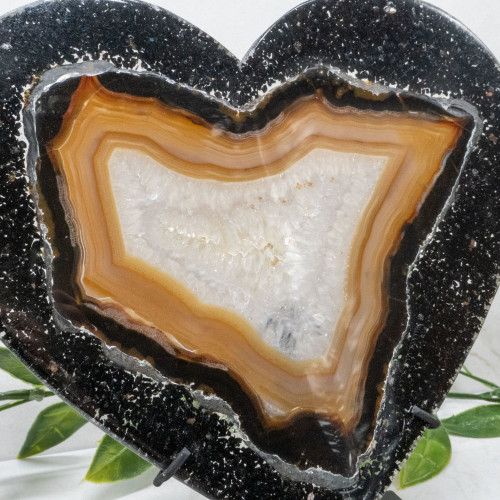 Botswana Agate Resin Heart with Stand #1