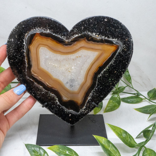 Botswana Agate Resin Heart with Stand #1