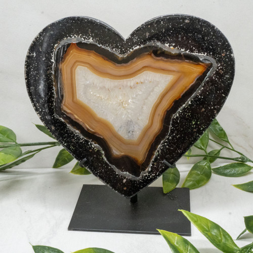 Botswana Agate Resin Heart with Stand #1