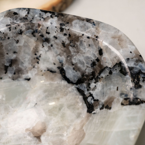 Rainbow Moonstone in Black Tourmaline Bowl #3