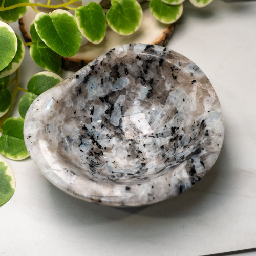 Rainbow Moonstone in Black Tourmaline Bowl #1