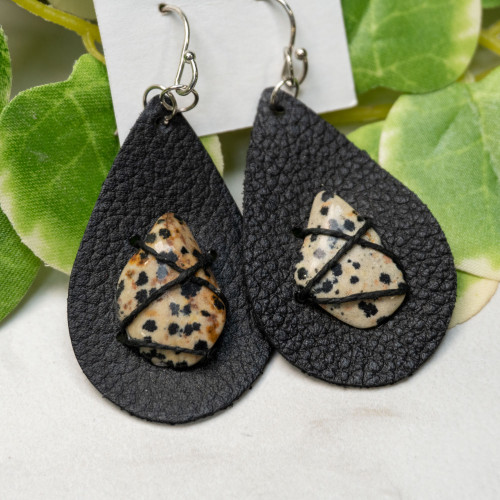 Dalmation Stone Earrings