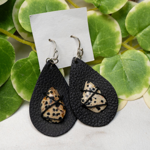 Dalmation Stone Earrings