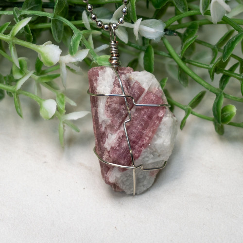 Pink Tourmaline in Quartz Wire Wrap