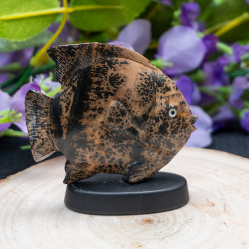 Picture Jasper Fish Carving on Stand #1