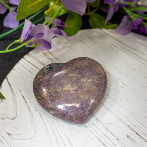 Lepidolite with Indicolite (Blue Tourmaline) Heart