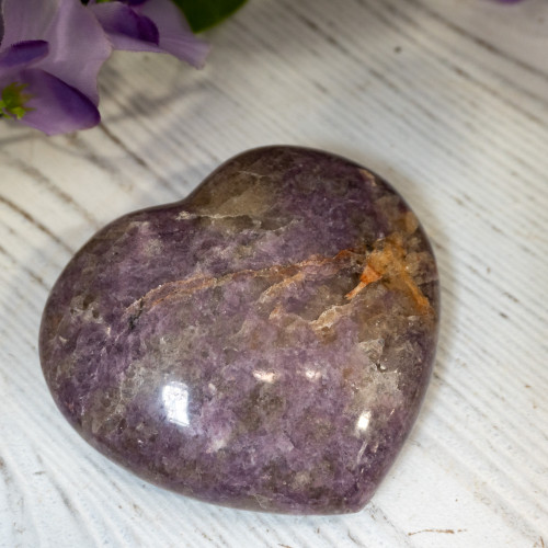 Lepidolite with Indicolite (Blue Tourmaline) Heart
