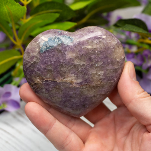 Lepidolite with Indicolite (Blue Tourmaline) Heart