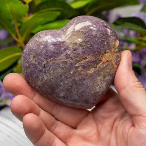 Lepidolite with Indicolite (Blue Tourmaline) Heart