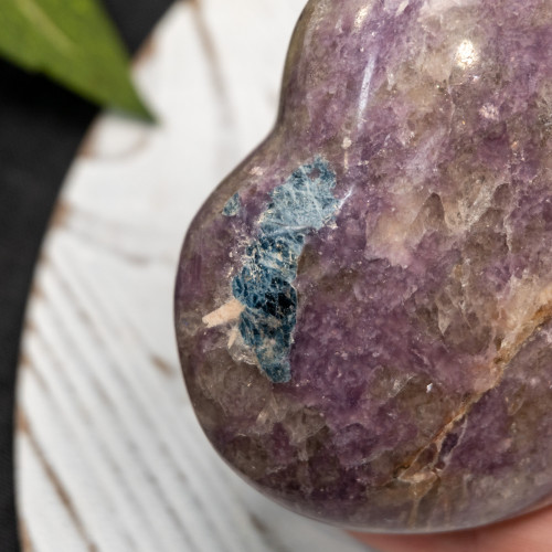 Lepidolite with Indicolite (Blue Tourmaline) Heart
