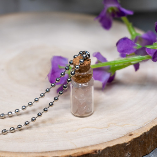 Rose Quartz Vial Jar Necklace
