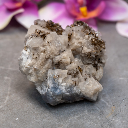Quartz on Calcite & Agate with Hematite inclusions #1
