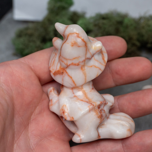 Red Vein Jasper Cat on Broom