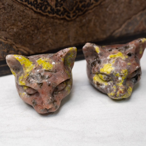 Third Eye Serpentine and Rhyolite Cat