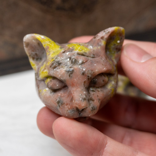 Third Eye Serpentine and Rhyolite Cat