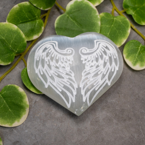 Selenite Heart With Wings